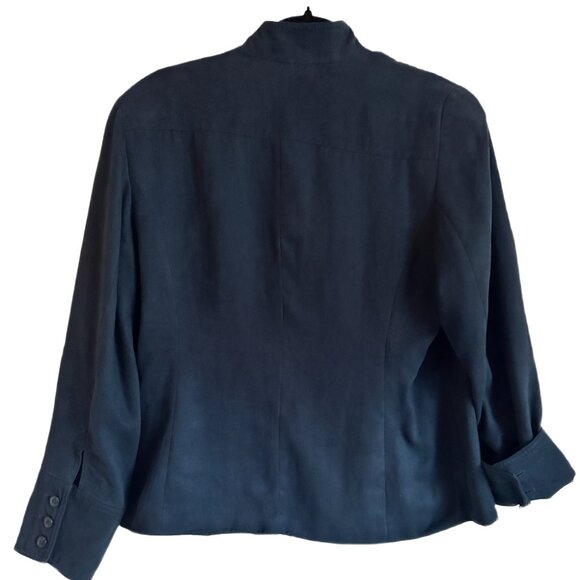 Coldwater Creek Navy Faux Suede Button Military Jacket Casual Sz 14 - Picture 2 of 7